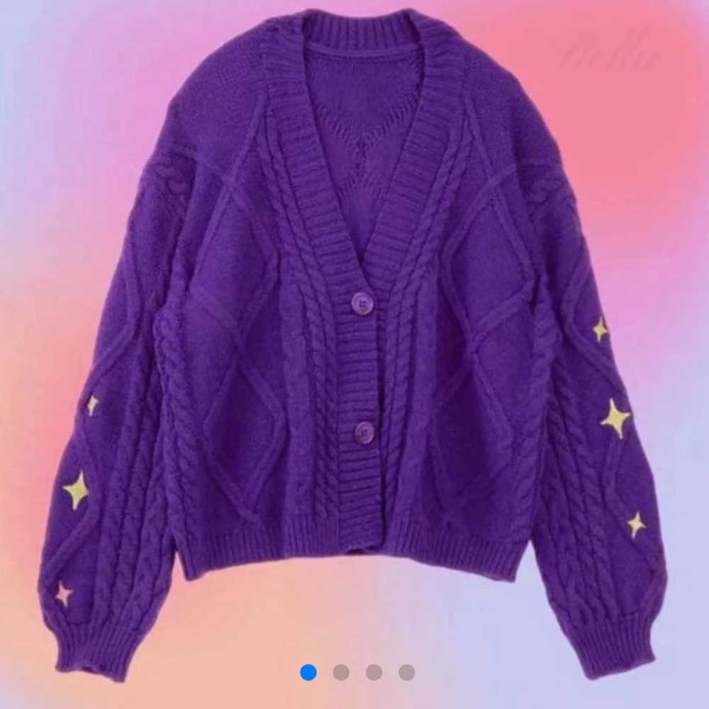T Swift Speak Now Purple Cable Knit Sweater